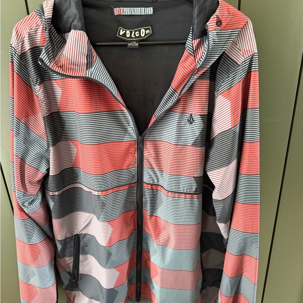 VOLCOM Mens Geometric Pattern Waterproof Windbreaker Large Lightweight jacket